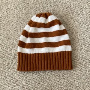Charming Charlie Orange and White Beanie Hat Winter Gear Like New Unisex
